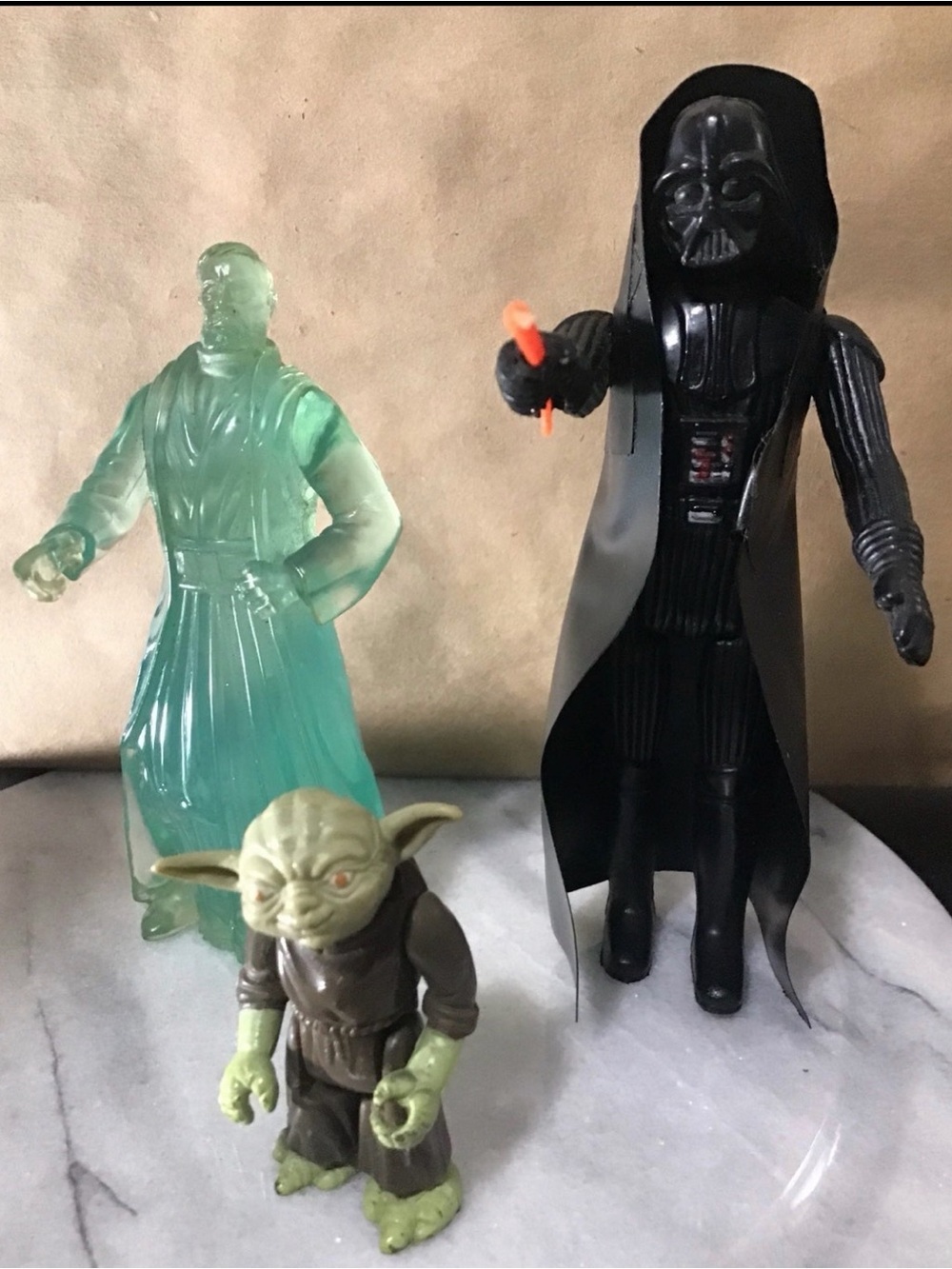 Star Wars vintage Lot 3 piece. ‘77 Darth Vader, ‘80 Yoda  & ‘97 Obi Wan